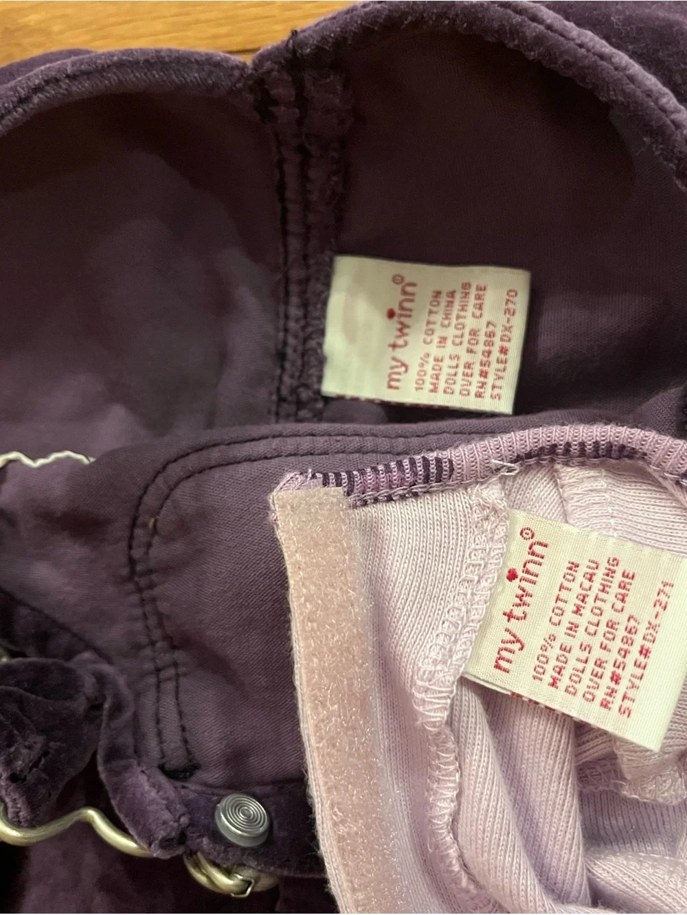 Vintage My Twinn Doll Plum Corduroy Overalls & Shirt Set (Fits 23
